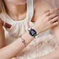 Fitbit Versa 3/Sense - elegant læderrem med rhinestones - hvid