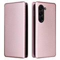 Samsung Galaxy Z Fold5 Flip Cover - Karbonfiber - Rødguld