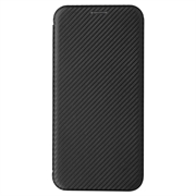 iPhone 15 Pro Flip Cover - Karbonfiber - Sort