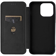 iPhone 15 Pro Flip Cover - Karbonfiber - Sort