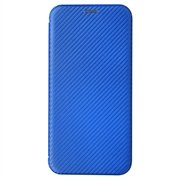 iPhone 15 Pro Flip Cover - Karbonfiber - Blå