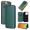 iPhone 15 Pro Flip Cover - Karbonfiber - Grøn