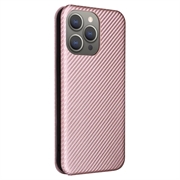 iPhone 15 Pro Flip Cover - Karbonfiber - Rødguld