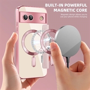 Google Pixel 8a Flip cover med kortholder - MagSafe-kompatibel - Pink