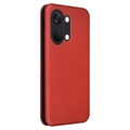 OnePlus Ace 2V/Nord 3 Flip Cover - Karbonfiber - Brun