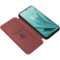 OnePlus Ace 2V/Nord 3 Flip Cover - Karbonfiber - Brun