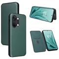 OnePlus Ace 2V Flip Cover - Karbonfiber - Grøn