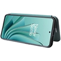 OnePlus Ace 2V/Nord 3 Flip Cover - Karbonfiber - Grøn