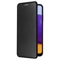 Samsung Galaxy A22 5G, Galaxy F42 5G Flip Cover - Karbonfiber - Sort