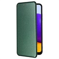 Samsung Galaxy A22 5G, Galaxy F42 5G Flip Cover - Karbonfiber - Grøn