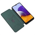 Samsung Galaxy A22 5G, Galaxy F42 5G Flip Cover - Karbonfiber - Grøn