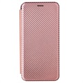 Samsung Galaxy A22 5G, Galaxy F42 5G Flip Cover - Karbonfiber - Rødguld
