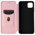 Samsung Galaxy A22 5G, Galaxy F42 5G Flip Cover - Karbonfiber - Rødguld