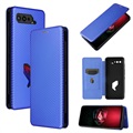 Asus ROG Phone 5 Flip Cover - Karbonfiber - Blå