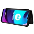 Motorola Moto E20 Flip Cover - Karbonfiber - Sort