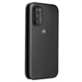 Motorola Moto G71 5G Flip Cover - Karbonfiber - Sort