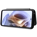 Motorola Moto G71 5G Flip Cover - Karbonfiber - Sort