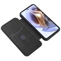 Motorola Moto G71 5G Flip Cover - Karbonfiber - Sort
