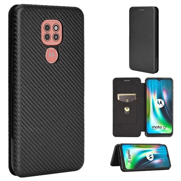 Motorola Moto G9 Play Flip Cover - Karbonfiber - Sort