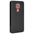 Motorola Moto G9 Play Flip Cover - Karbonfiber - Sort