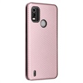 Nokia C21 Plus Flip Cover - Karbonfiber - Pink