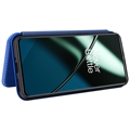 OnePlus 11 Flip Cover - Karbonfiber - Blå