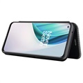 OnePlus Nord N10 5G Flip Cover - Karbonfiber - Sort