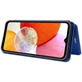 Samsung Galaxy A14/A14 5G Flip Cover - Karbonfiber - Blå