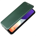 Samsung Galaxy A22 4G Flip Cover - Karbonfiber - Grøn