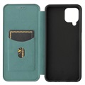 Samsung Galaxy A22 4G Flip Cover - Karbonfiber - Grøn