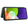 Samsung Galaxy A22 4G Flip Cover - Karbonfiber - Grøn