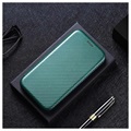 Samsung Galaxy A22 4G Flip Cover - Karbonfiber - Grøn