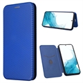 Samsung Galaxy A34 5G Flip Cover - Karbonfiber - Blå