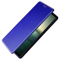 Sony Xperia 1 IV Flip Cover - Karbonfiber - Blå
