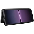 Sony Xperia 1 V Flip Cover - Karbonfiber - Sort