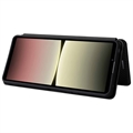 Sony Xperia 10 V Flip Cover - Karbonfiber - Sort