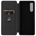 Sony Xperia 10 V Flip Cover - Karbonfiber - Sort