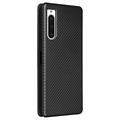 Sony Xperia 10 V Flip Cover - Karbonfiber - Sort