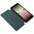 Sony Xperia 10 V Flip Cover - Karbonfiber - Grøn