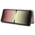 Sony Xperia 10 V Flip Cover - Karbonfiber - Rødguld