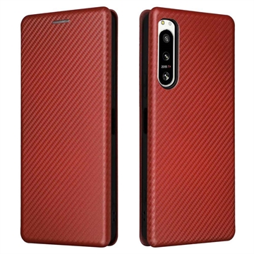 Sony Xperia 5 IV Flip Cover - Karbonfiber - Brun