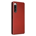 Sony Xperia 5 IV Flip Cover - Karbonfiber - Brun