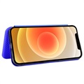 iPhone 13 Mini Flip Cover - Karbonfiber - Blå