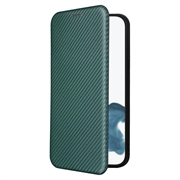 iPhone 14 Pro Flip Cover - Karbonfiber - Grøn