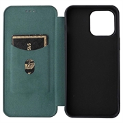iPhone 14 Pro Flip Cover - Karbonfiber - Grøn