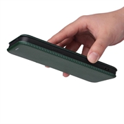 iPhone 14 Pro Flip Cover - Karbonfiber - Grøn