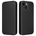 iPhone 15 Flip Cover - Karbonfiber - Sort