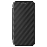 iPhone 15 Flip Cover - Karbonfiber - Sort