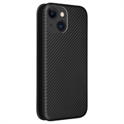 iPhone 15 Flip Cover - Karbonfiber - Sort