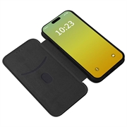 iPhone 15 Flip Cover - Karbonfiber - Sort